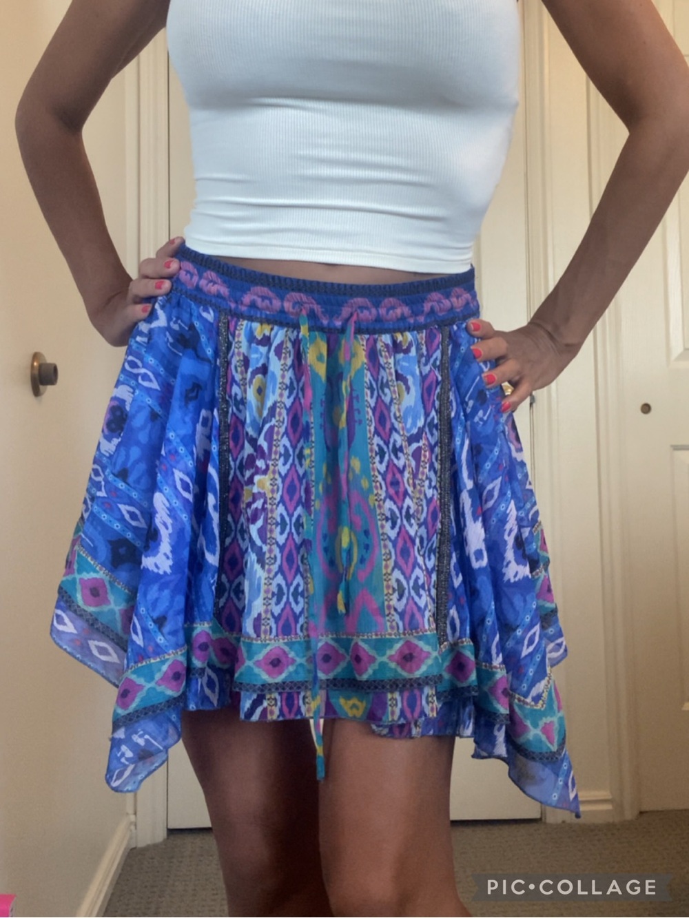 Blue Asymmetrical Handkerchief Skirt